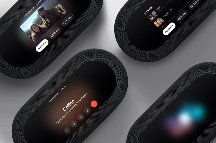 Ilustrasi HomePod touchscreen yang diprediksi akan diluncurkan Apple di tahun 2024.  