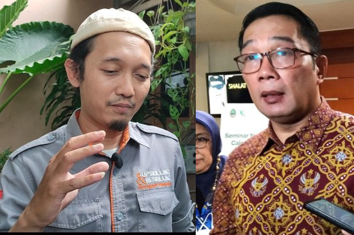 Guru honor Muhammad Sabil Fadilah dan  Gubernur Jawa Barat Ridwan Kamil
