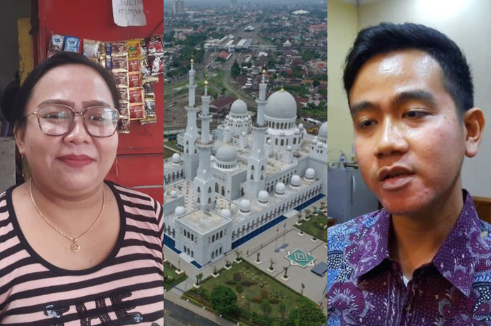 Kolase pemilik warung, Masjid Raya Sheikh Zayed Solo, dan Gibran Rakabuming