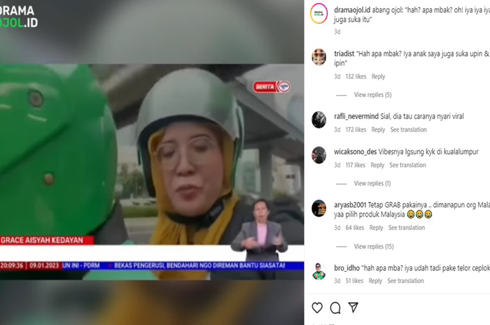 Heboh di media sosial reporter asing membacakan berita sambil naik ojol.
