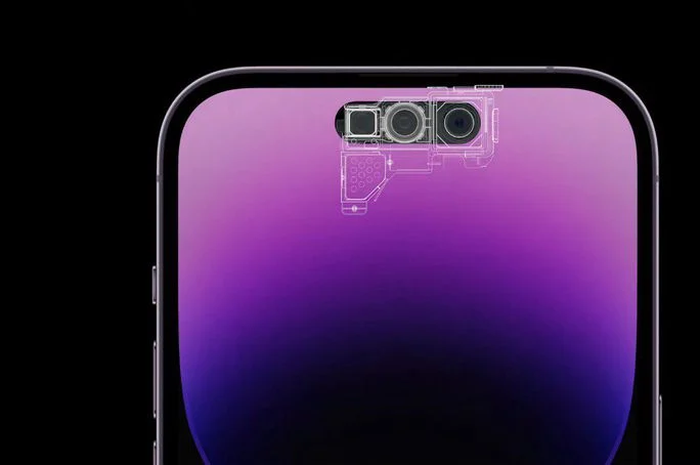 Ilustrasi Dynamic Island di iPhone 15 yang menjadi rumah bagi sensor proximity.