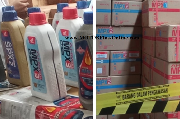 Produk AHM Oil salah satu merek paling laris yang dipalsukan oknum pemilik gudang di daerah Pinang, Tangerang.