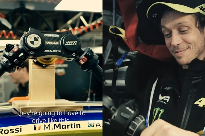 Valentino Rossi dapat hadiah unik berupa setir, bentuknya mirip setang motor balap.