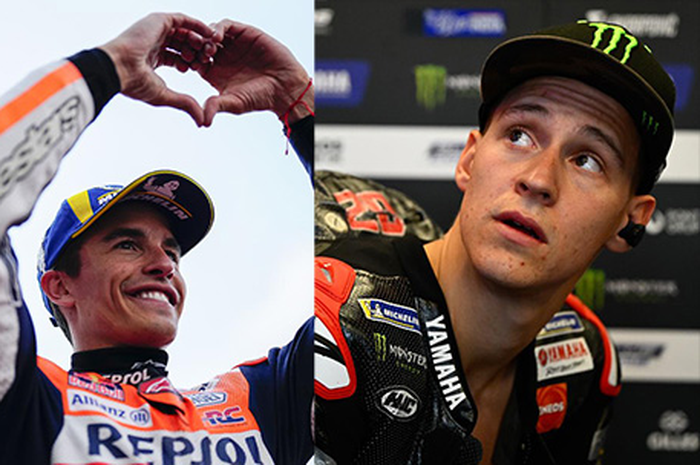 Marc Marquez (kiri) comeback di MotoGP Prancis 2023 langsung pamer performa motor Honda RC213V punya potensi, sebaliknya Fabio Quartararo (kanan) frustrasi upgrade perangkat baru tak menunjukkan hasil signifikan malah balik ke settingan Yamaha M1 2021