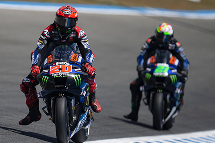 Fakta Yamaha pabrikan skuat paling lembek di MotoGP 2023, apalagi kekuatan pembalap hanya bergantun ke Fabio Quartararo (kiri) dan Franco Morbidelli (kanan)