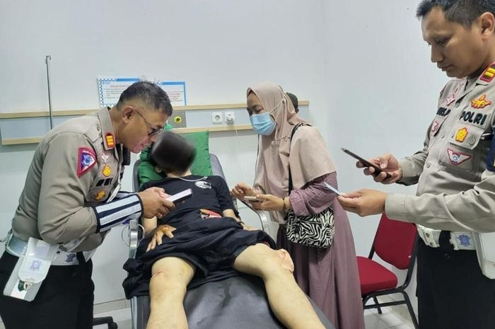 Santri kena serempet moge dijenguk Polres Ciamis