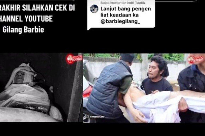 Viral aksi youtuber Gilang Barbie yang dikubur hidup-hidup dengan lilitan ular. 