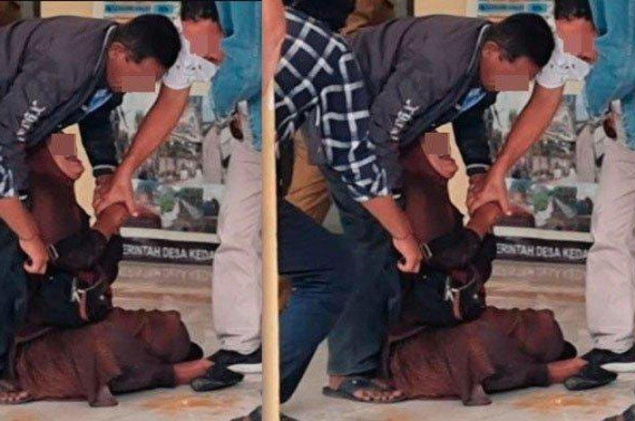 Wanita di Gresik minta ampun setelah kepergok selingkuh oleh suami sah