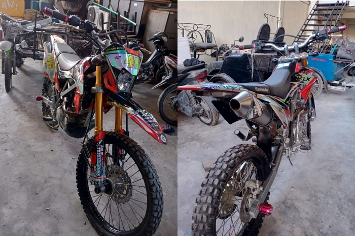 Modifikasi motor Kawasaki KLX dilelang.