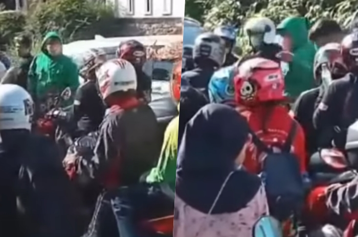 Cuplikan pemotor ngamuk akibat macet di Puncak
