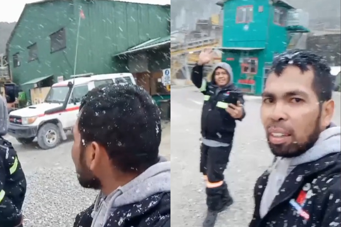 Fenonema langka hujan salju di Mimika, Papua.