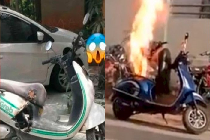 Foto ilustrasi baterai motor listrik terbakar bisa jadi bom kalau meledak.