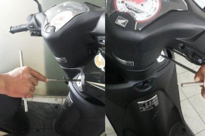 ILUSTRASI. Kunci setang motor ke kanan pun tak menjamin bisa aman dijebol dan dicuri oleh maling.