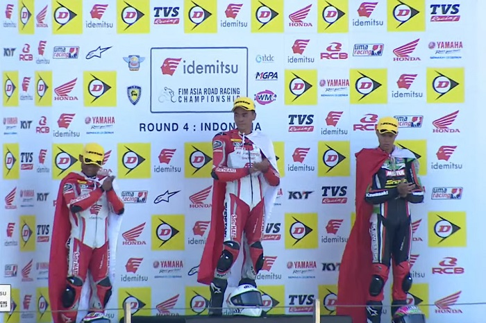 Pembalap Indonesia rebut podium Race 2 ARRC Indonesia 2023 kelas AP250 di Mandalika.