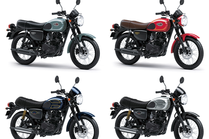 Motor baru Kawasaki W175 SE dan W175 Cafe 2024, warna dan grafis anyar.