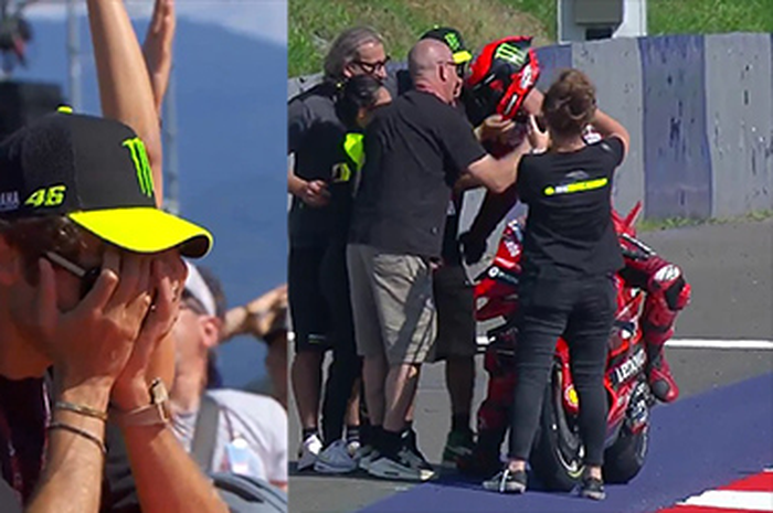 Valentino Rossi tutup muka melihat 2 pembalap di skuat MotoGP miliknya gagal finis, sedikit terhibur setelah Francesco Bagnaia menang Sprint Race MotoGP Austria 2023