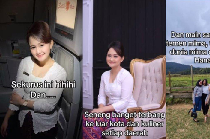 Wanita tunjukan kenangan saat masih jadi pramugari.
