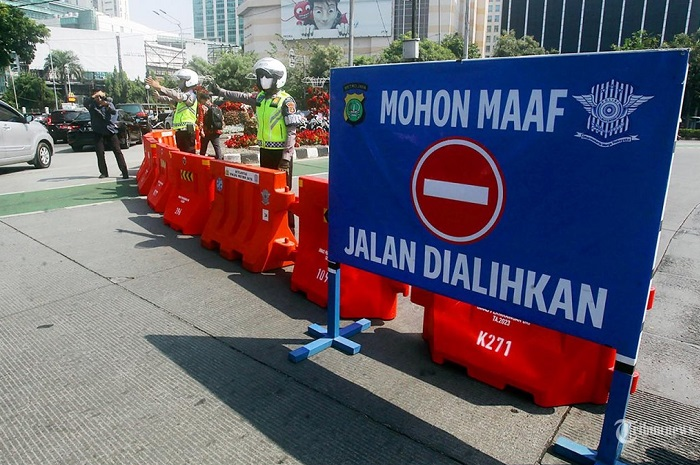 Ilustrasi penutupan jalan selama KTT ASEAN di Jakarta.