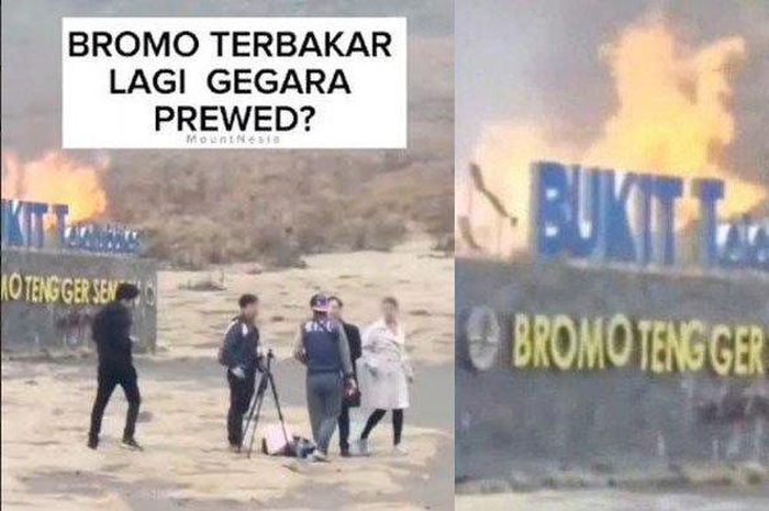 Bukit Teletubbies di kawasan Taman Nasional Bromo Tengger Semeru terbakar