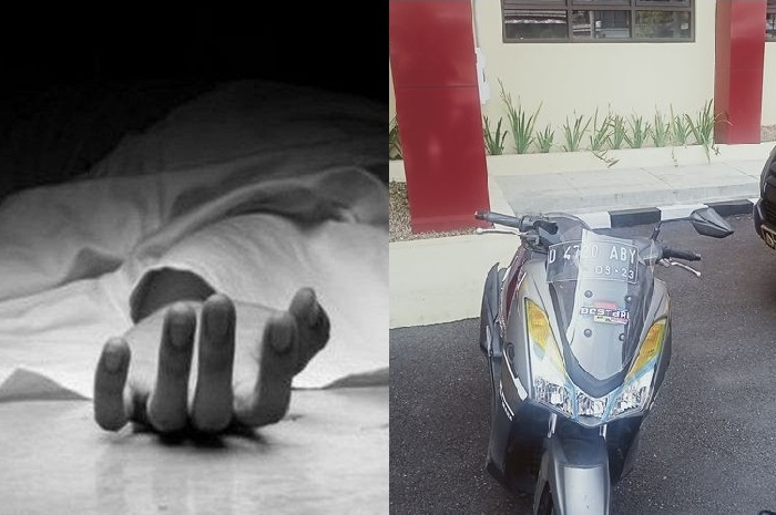 Ilustrasi pemotor tewas (kiri) dan Yamaha Lexi milik korban yang terjerat kabel fiber optik di Bandung (kanan).