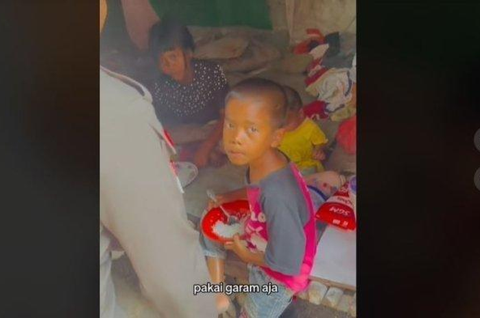 VIRAL Kisah Pilu 4 Bocah Kakak-beradik Makan Nasi Pakai Garam, Ayah Ternyata Dipenjara, Ibu Pemulung   