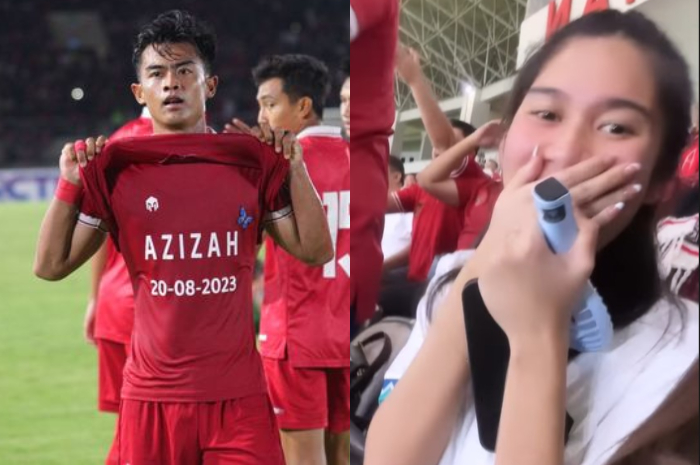 Selebrasi Pratama Arhan untuk Azizah Salsha.