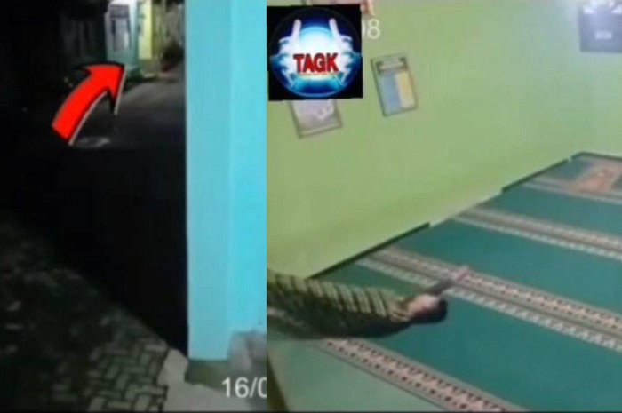 Viral CCTV rekam pria diduga dipindah makhluk tak kasat mata saat tidur di mushola.