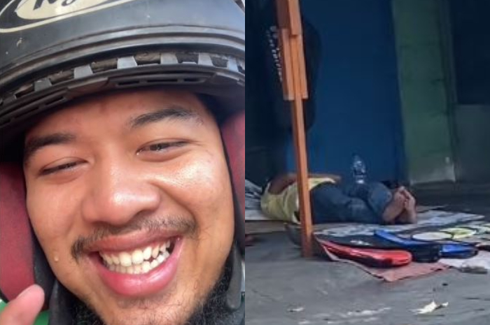 Driver Ojol nangis lihat pedagang raket tertidur karena jualannya tak laku