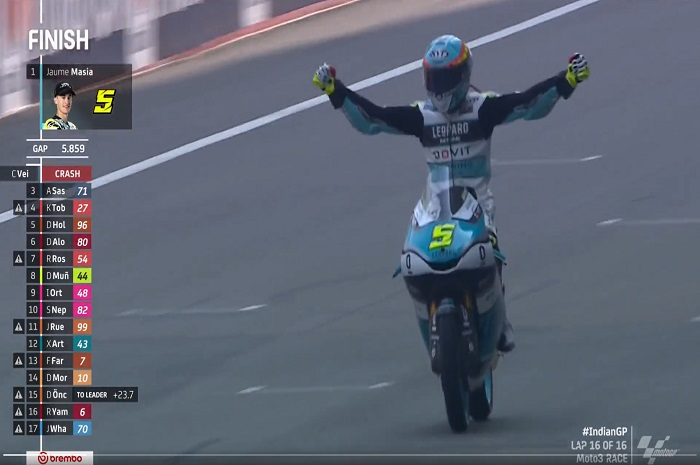 Jaume Masia (Leopard Racing) pemenang Moto3 India 2023, Mario Aji finis segini.