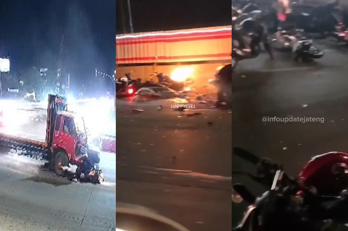 Kecelakaan truk tabrak motor dan mobil di Bawen sampai ada yang terbakar kerugian diperkirakan Rp 90 juta.