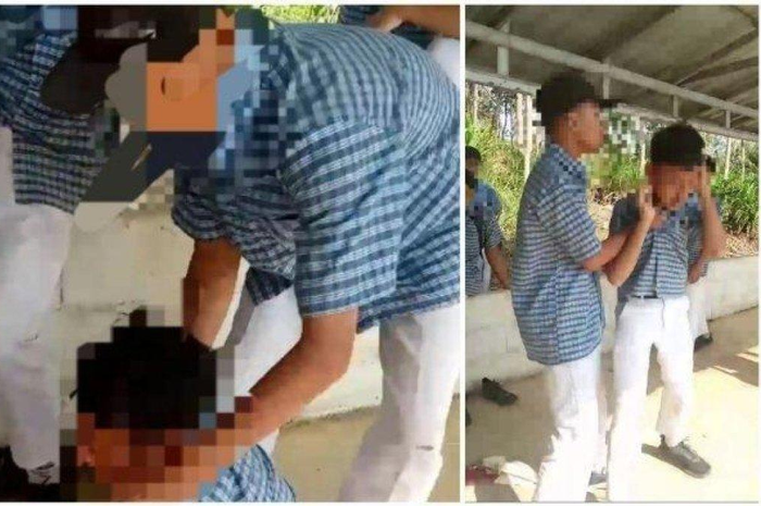 Tangkapan layara tau screenshot aksi bullying atau perundungan siswa SMP Cimanggu, Cilacap, Jawa Tengah.