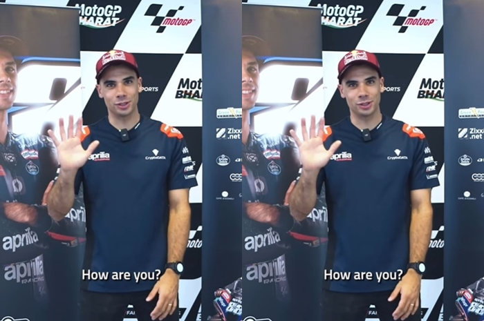 Miguel Oliveira, peraih juara MotoGP Mandalika 2022 saat menyapa Indonesia.