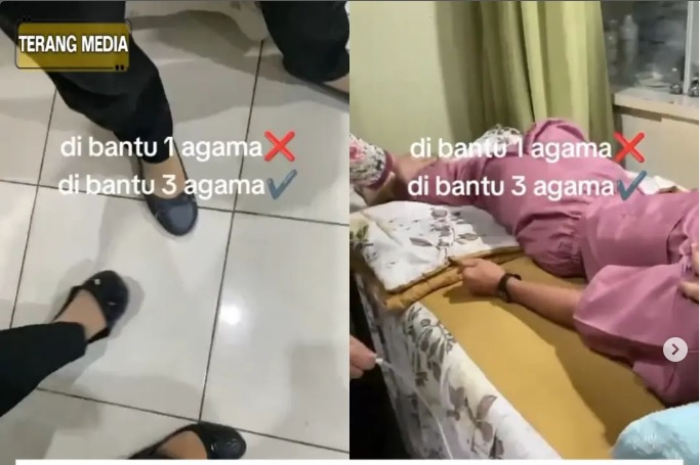 Wanita kesurupan disembuhkan dengan bacaan doa tiga agama.