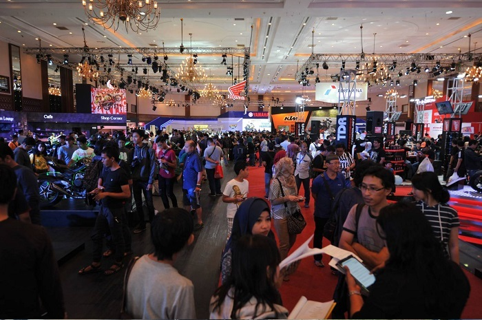 Ilustrasi suasana pameran Indonesia Motorcycle Show alias IMOS+ 2023.