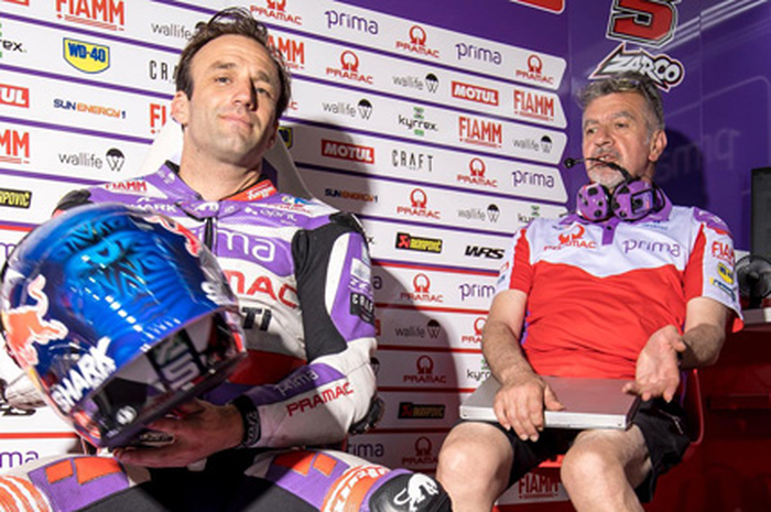 Terungkap fakta Johann Zarco (kiri) menang MotoGP Australia 2023 dan rayakan selebrasi salto setelah terakhir 2016, gara-gara reuni dengan crew chief Massimo Branchini (kanan) di MotoGP musim ini