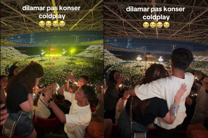 Wanita ini dilamar saat asyik nonton konser Coldplay di GBK.