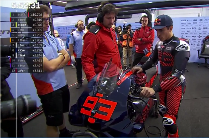 Marc Marquez pada sesi tes Valencia 2023, langsung kencang naik Ducati