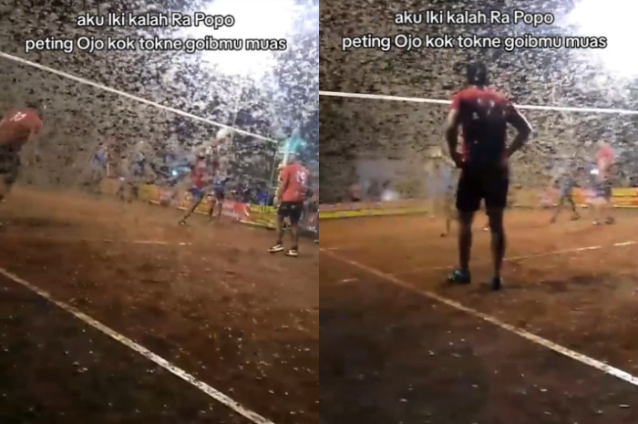 Kawanan laron serbu para pemain voli di Trenggalek.