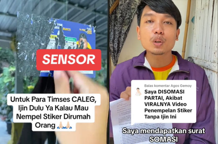 TikToker disomasi imbas copot stiker caleg yang dipasang di rumahnya tanpa izin.