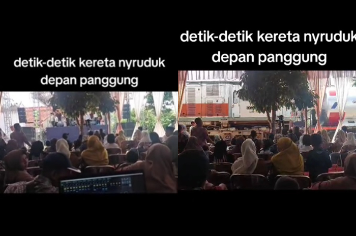 Video kereta lewat di tengah hajatan viral di TikTok