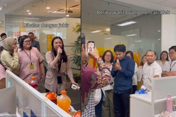 Momen pria lamar pujaan hati di tempat kerja