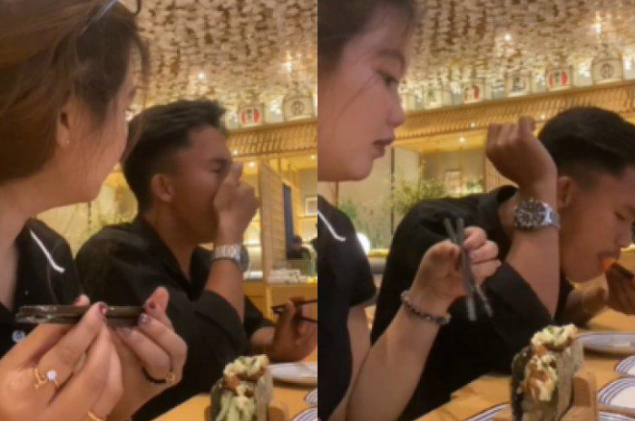 Pengorbanan pria rela makan Sashimi meski mulut menolak demi ayang viral di TikTok