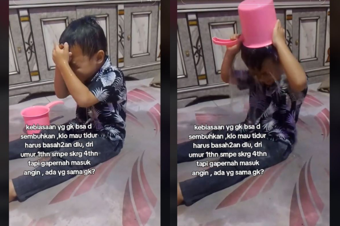 balita 4 tahun selalu guyur badannya sampai basah agar bisa tidur
