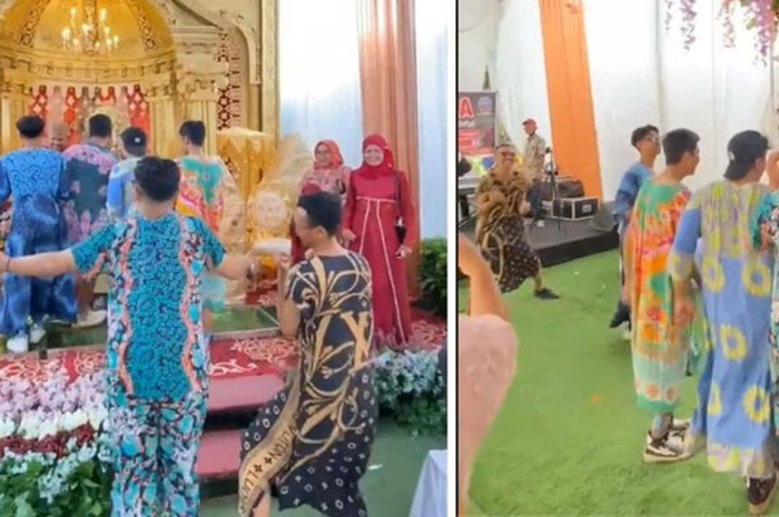 Viral sekumpulan pria datang dengan daster emak-emak, datang sambil joget 