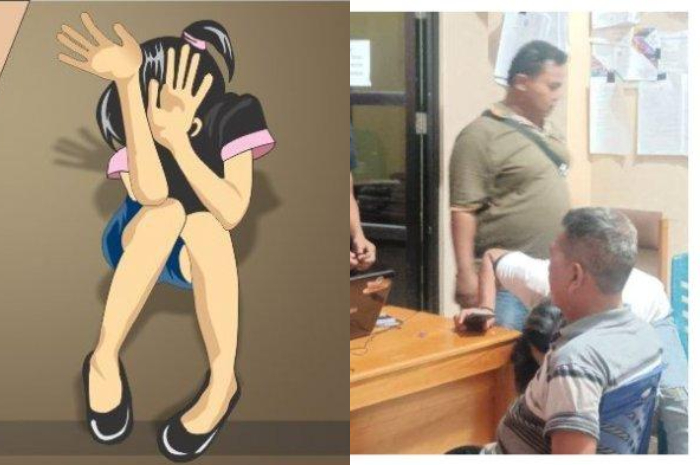 Kolase foto ilustrasi korban pemerkosaan dan kakek berinisial FA (70).