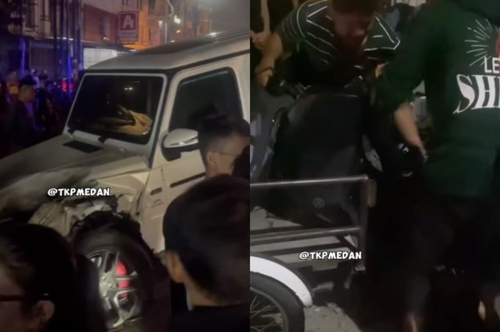 Mercy G-Class tabrak motor dan mobil lain di Medan.