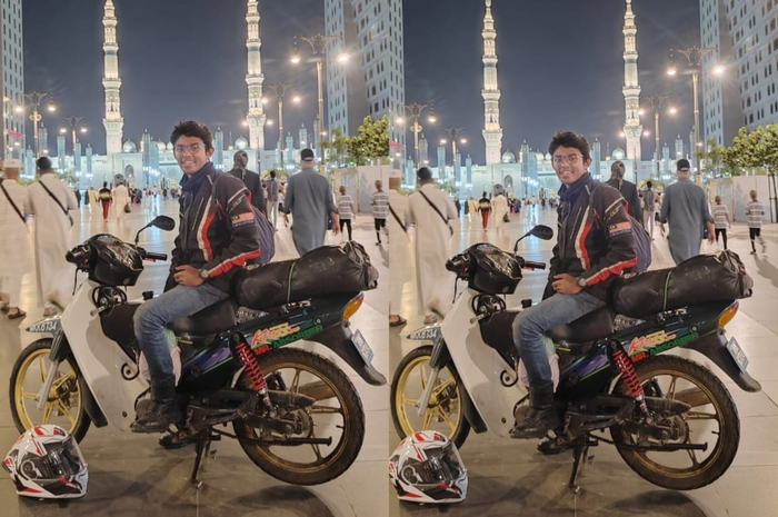 Seorang pemuda Malaysia pergi ibadah ke Tanah Suci naik motor bebek.