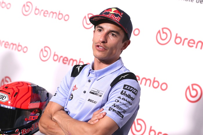 Marc Marquez saat konferensi pers sebelum MotoGP Italia 2024 di Sirkuit Mugello, Kamis (30/5/2024).