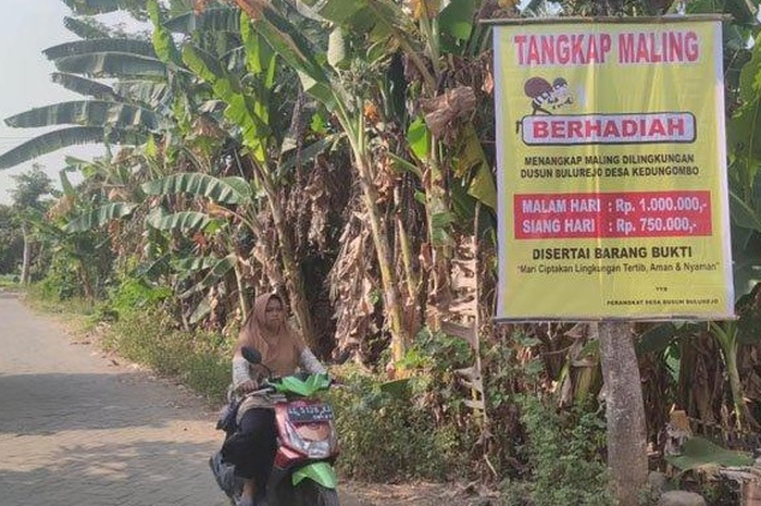Aksi pelaku maling khususnya curanmor waspada beraksi di Nganjuk Jawa Timur, warga bikin sayembara unik berhadiah jutaan rupiah.