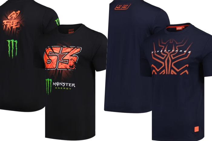 Kaos atau t-shirt pembalap MotoGP Pecco Bagnaia dan Marc Marquez